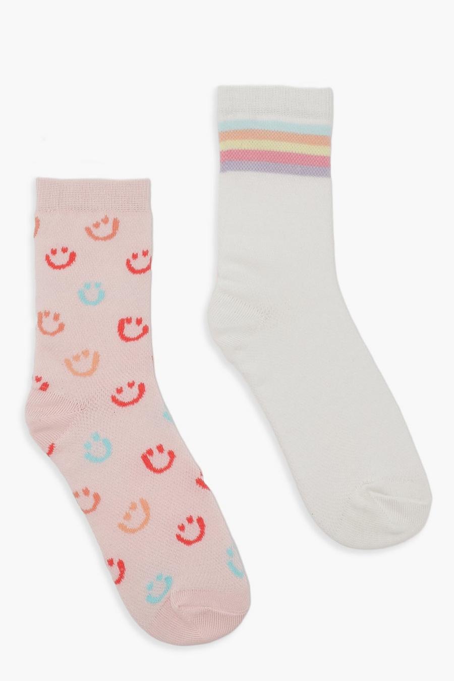 2er-Pack Socken mit Print und Streifen, Multi mehrfarbig