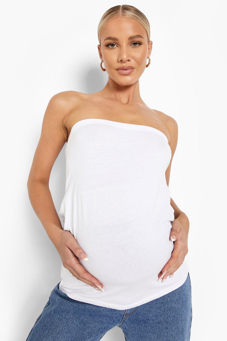 White Maternity Basic Bandeau Tube Top