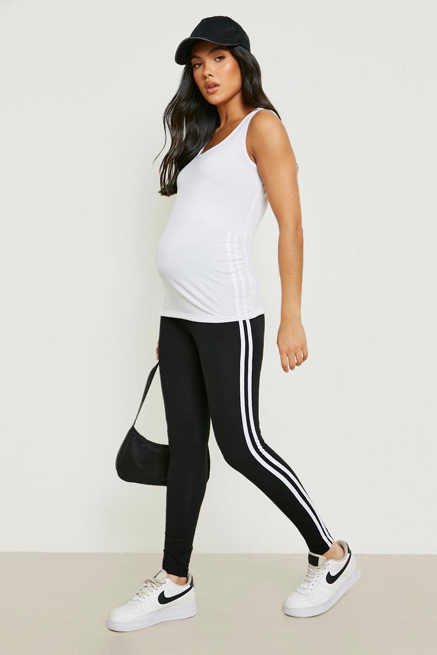 Black Maternity Side Stripe Over The Bump Leggings image number 1