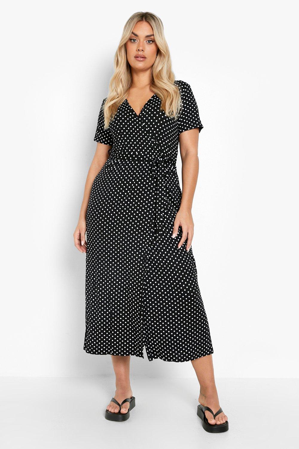 Robe portefeuille à pois sales