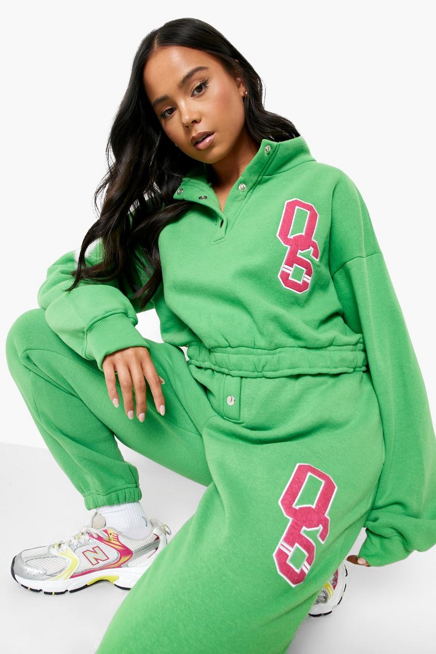 Green Petite Embroidered Applique Sweat Tracksuit image number 1