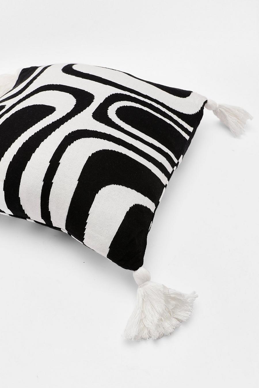 Black Mono Abstract Print Fine Knit Cushion