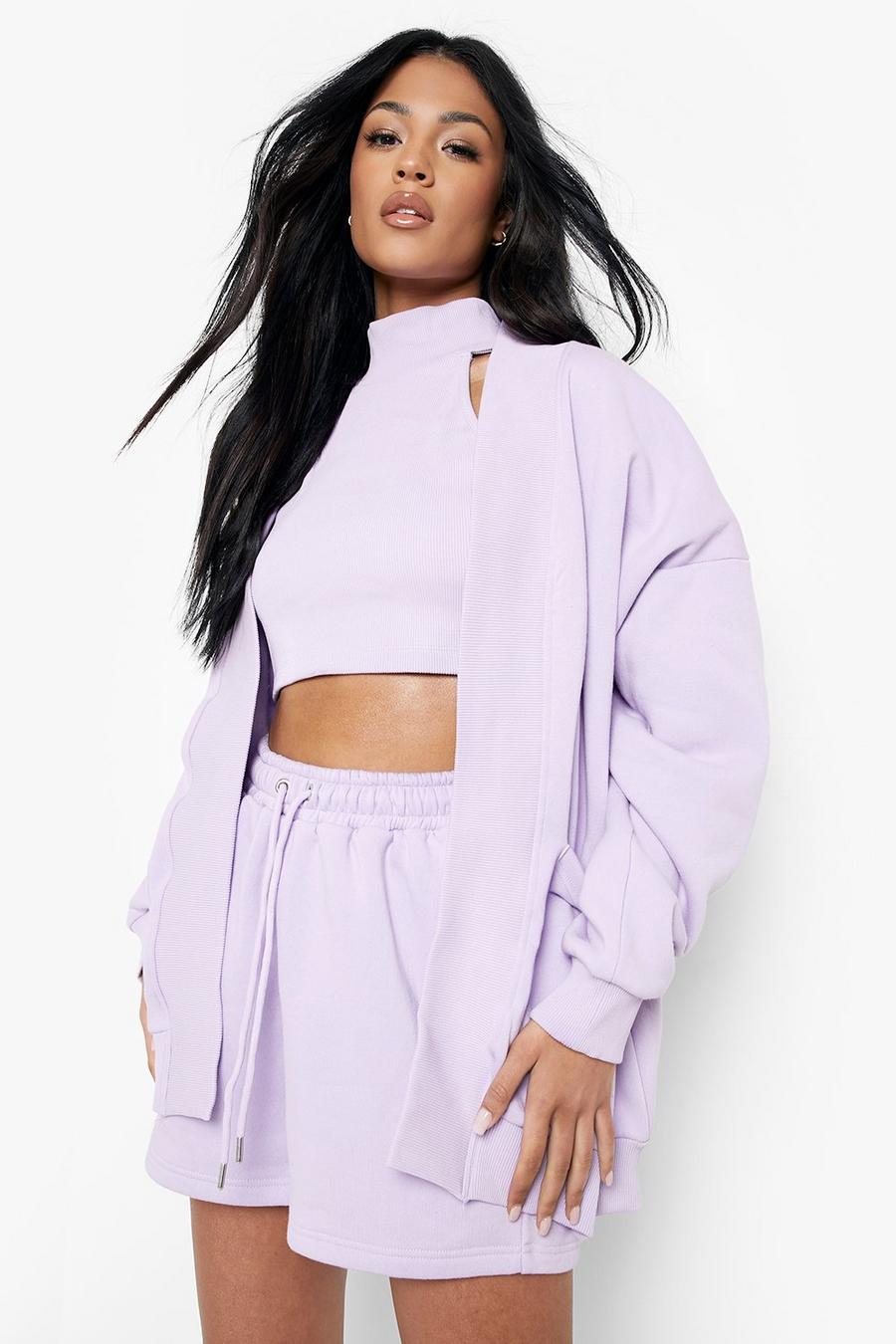 Lilac Tall Cardigan Short And Top Tracksuit image number 1