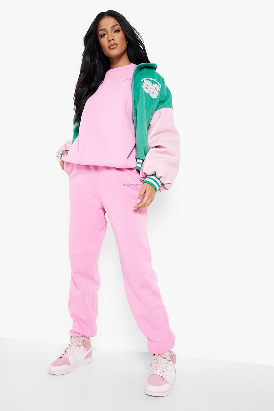Baby pink Tall Dsgn Studio Sweat And Jogger Tracksuit image number 1