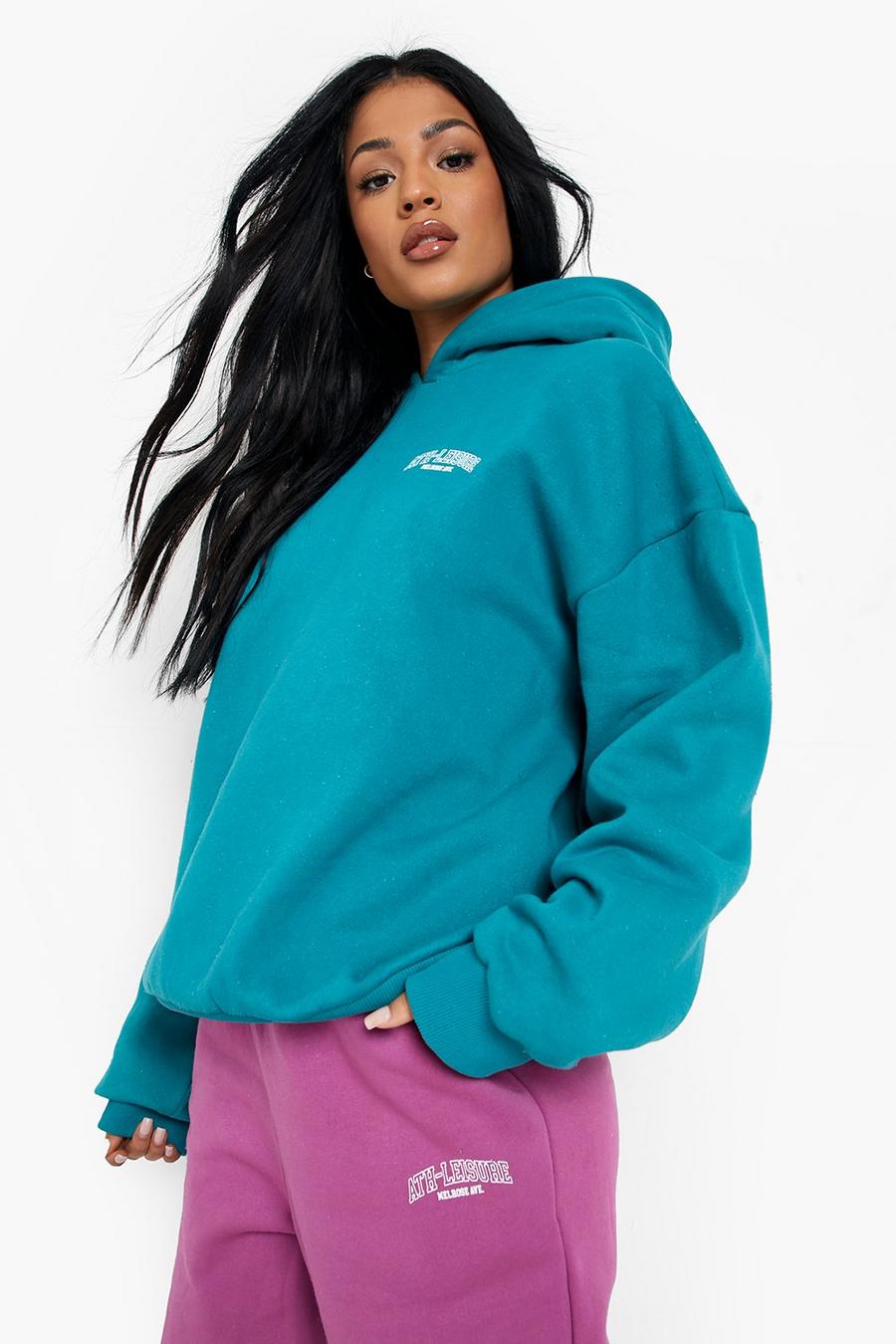 Teal Tall Color Block Hoodie And Jogger Tracksuit image number 1