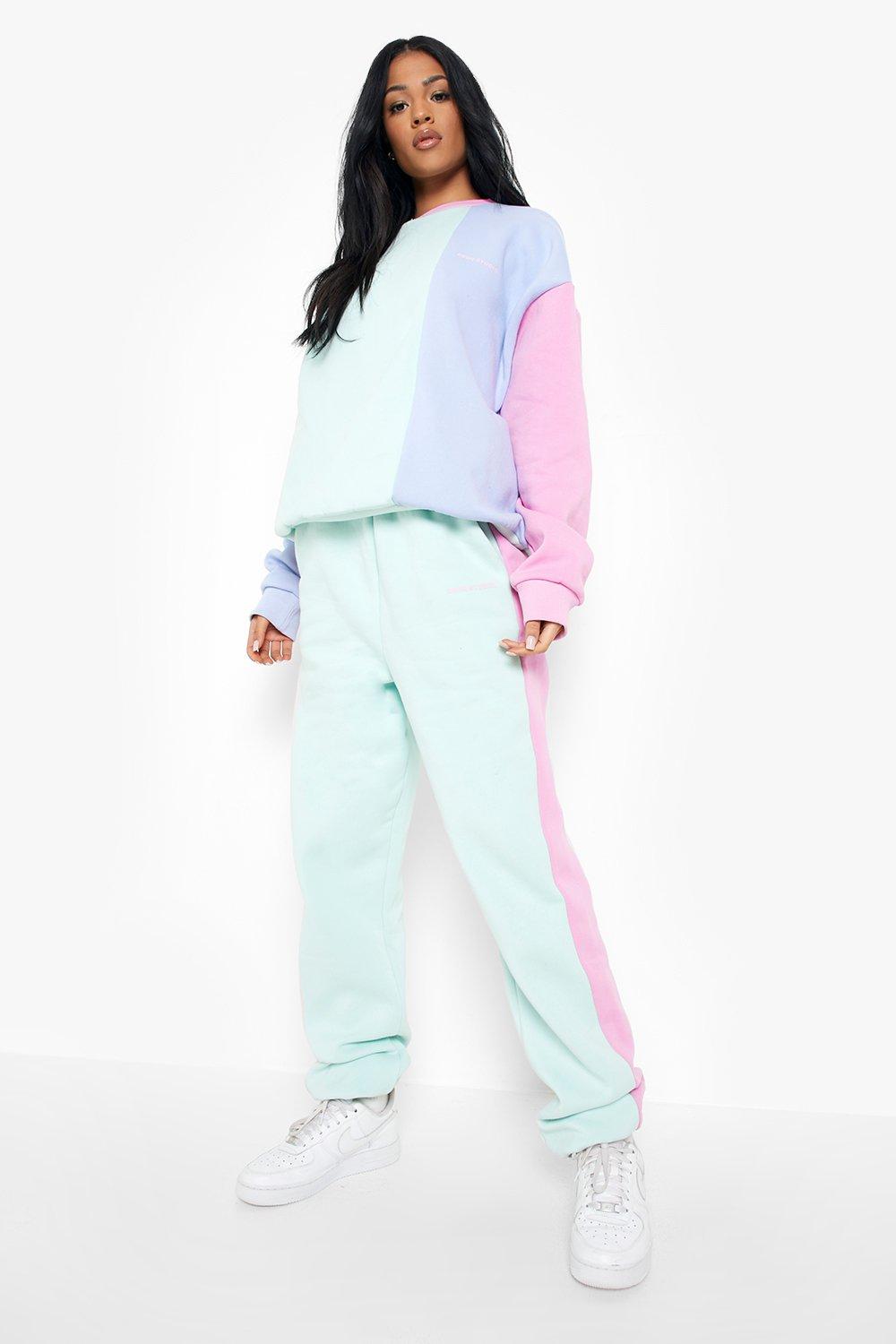 color block track pants womens