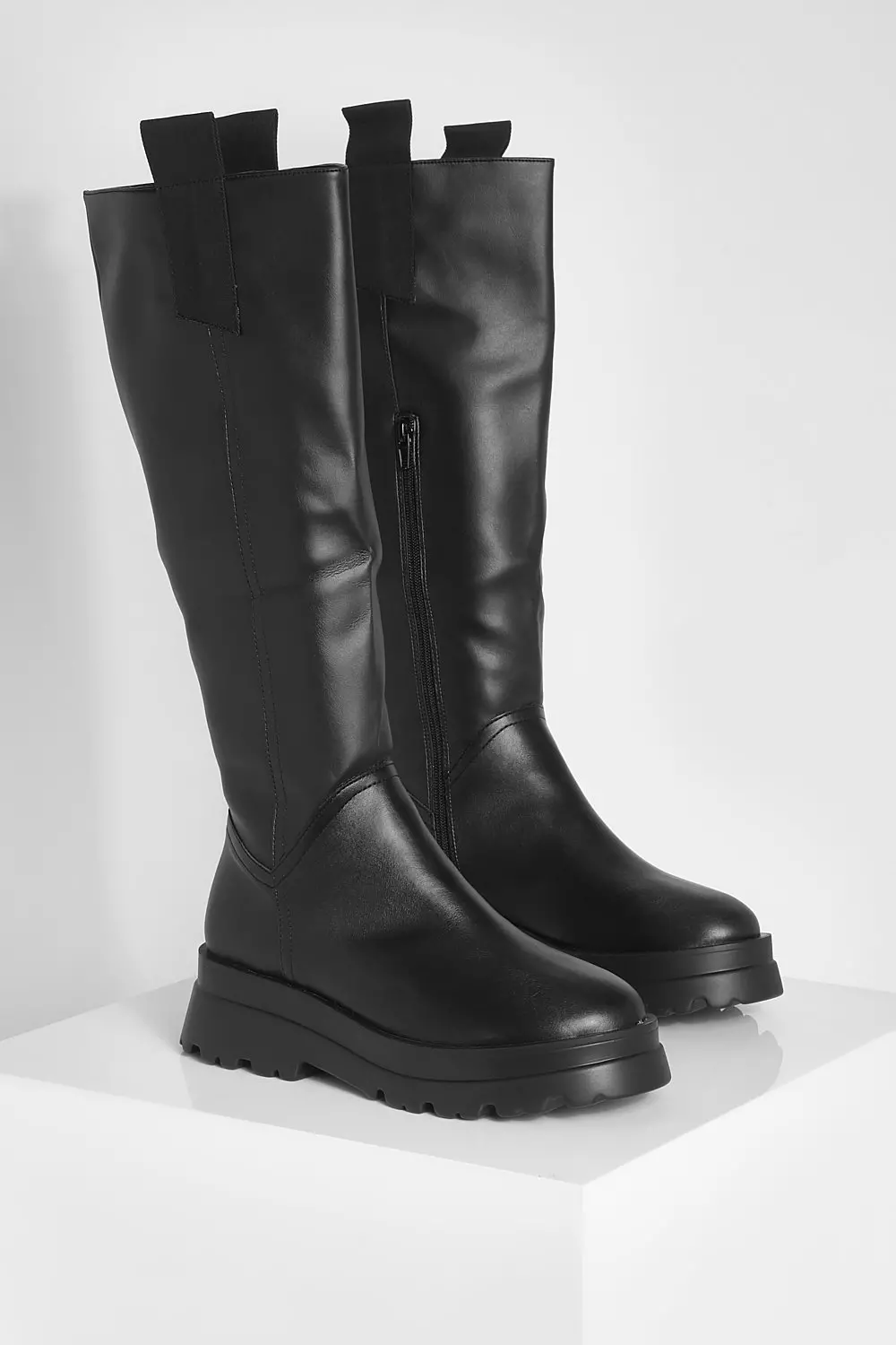 Tab Detail Knee High Boots