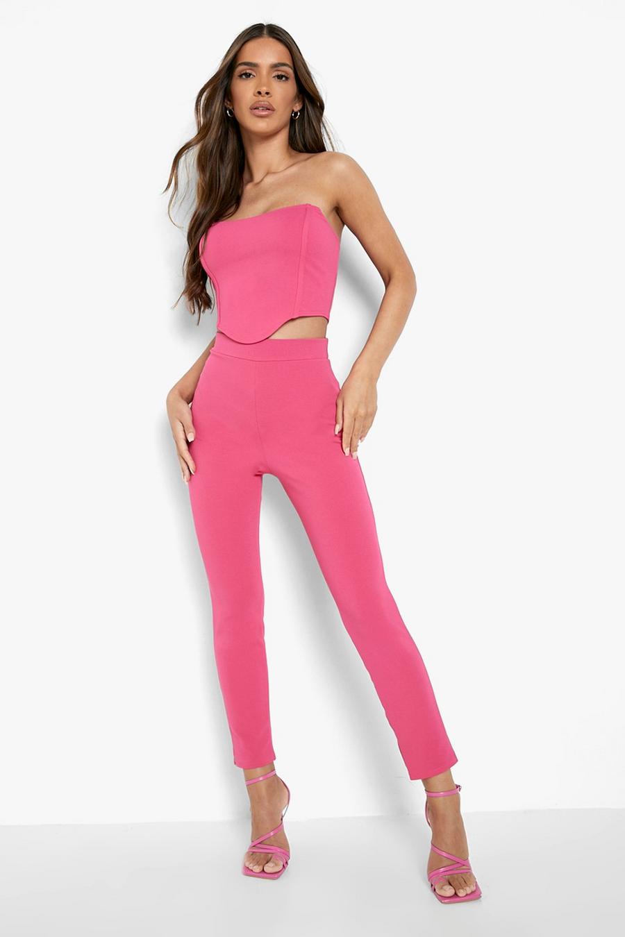 Hot pink Corset & Slim Fit Trousers image number 1