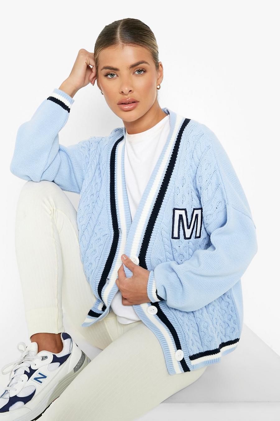 Blue Cable Varsity Cardigan image number 1