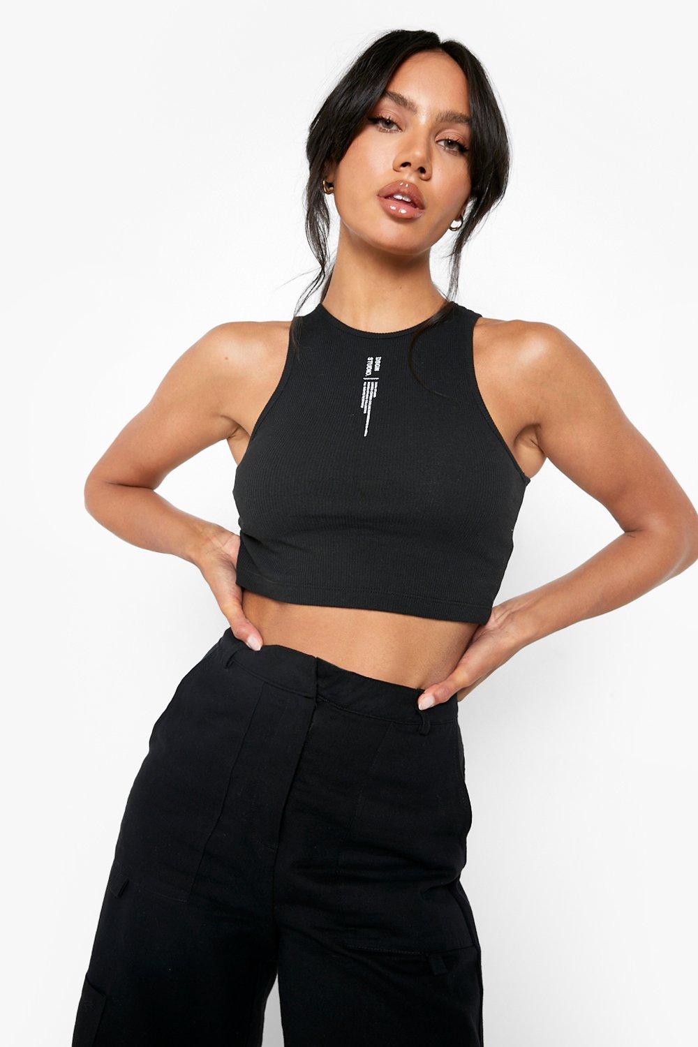 Printed Racer Neck Crop Top