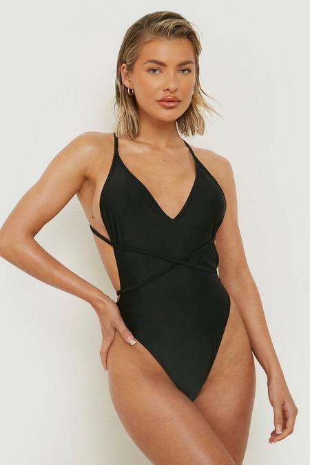 boohoo.com | BRIDE EMBROIDERED PLUNGE SWIMSUIT