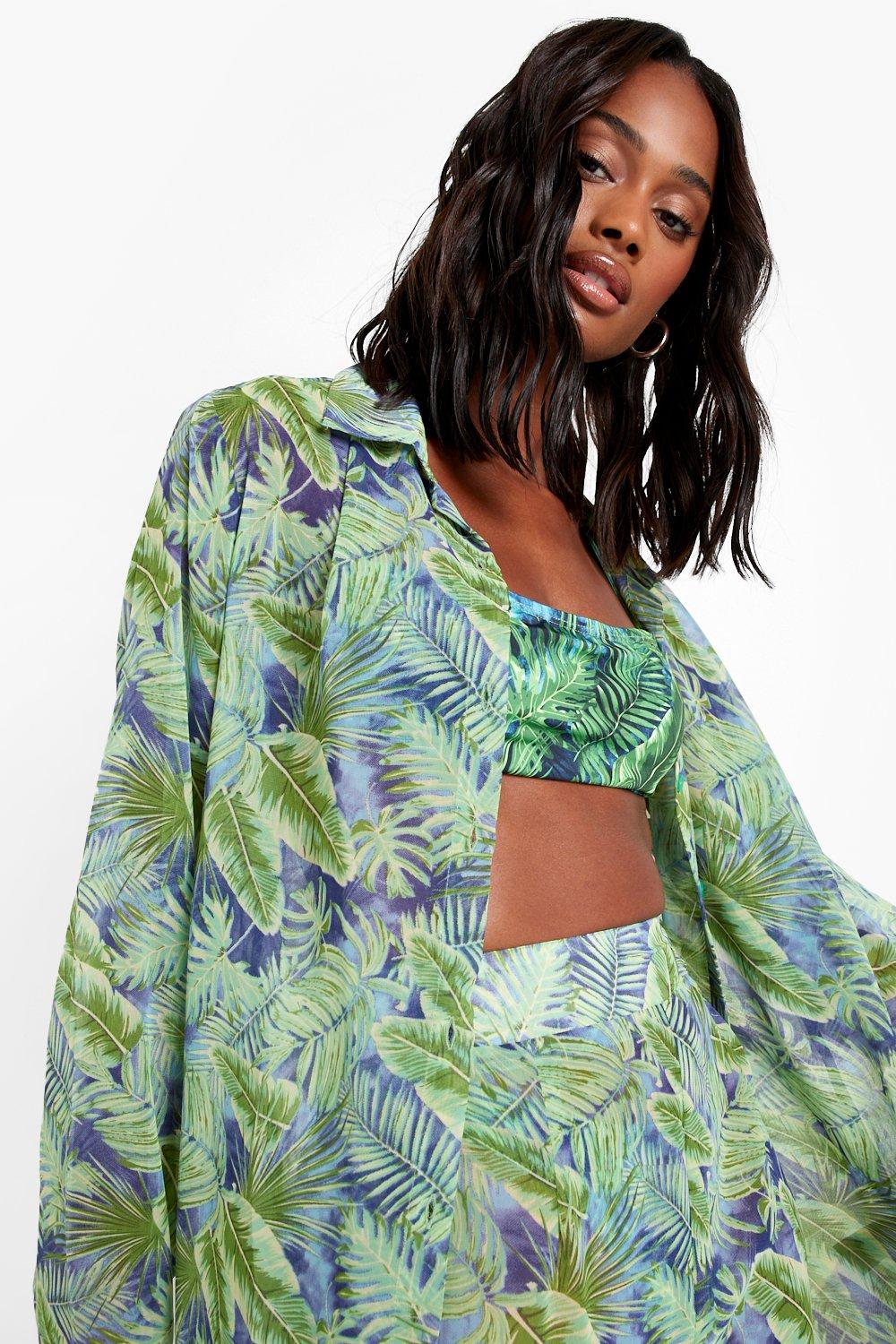 Camisa estampado tropical discount mujer