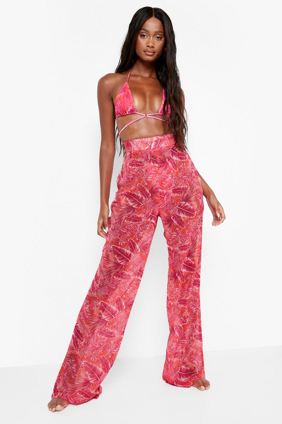 Pink Tropicana Chiffon Beach Trousers