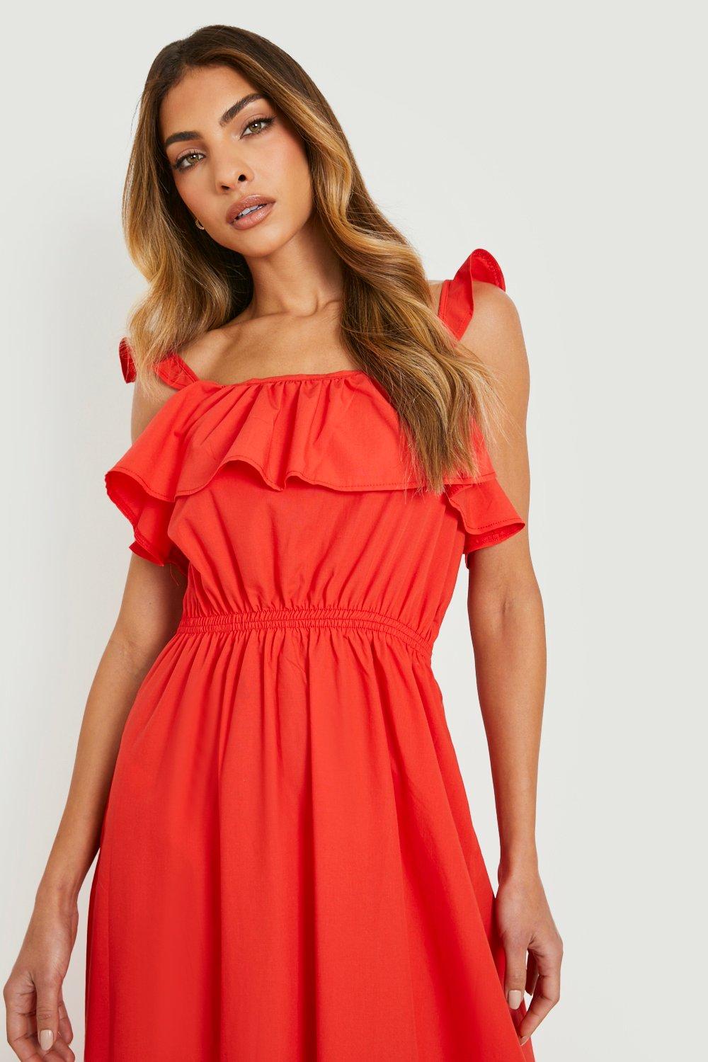 Buy Boohoo Basic Strappy Maxi Dress In Red