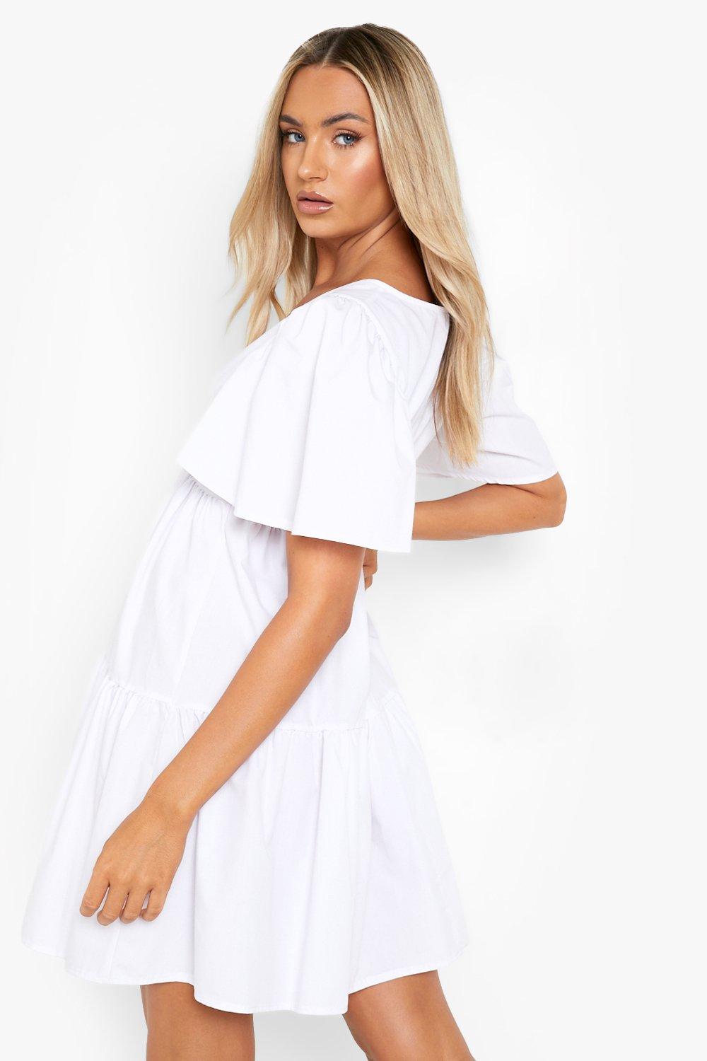 White layered smock store dress