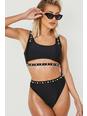 Black Parel Versierde Cut Out Bikini Top