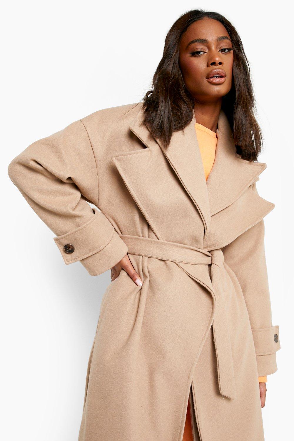 Belted wool cheap look coat