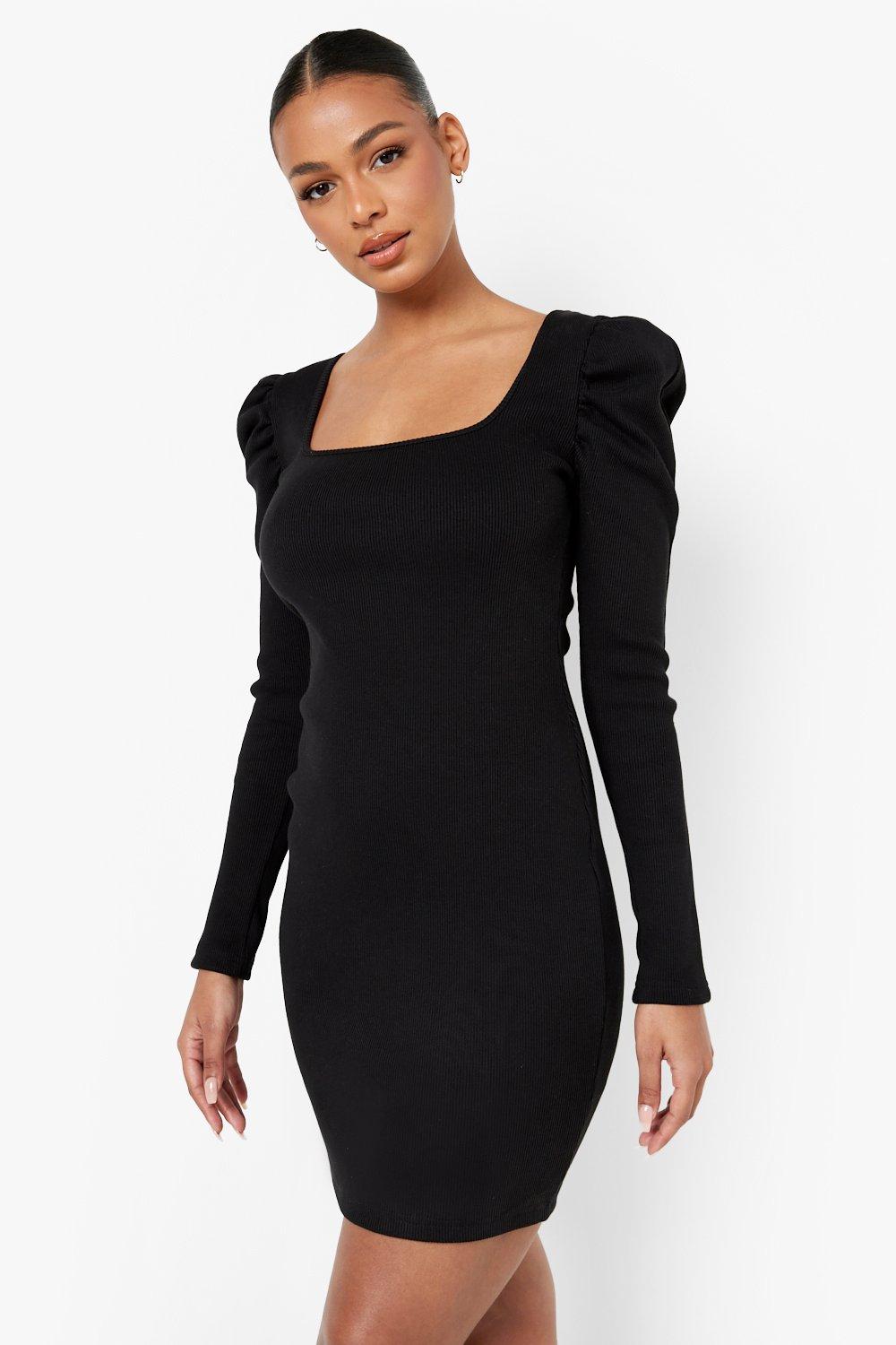 Puff shoulder shop dresses long sleeve