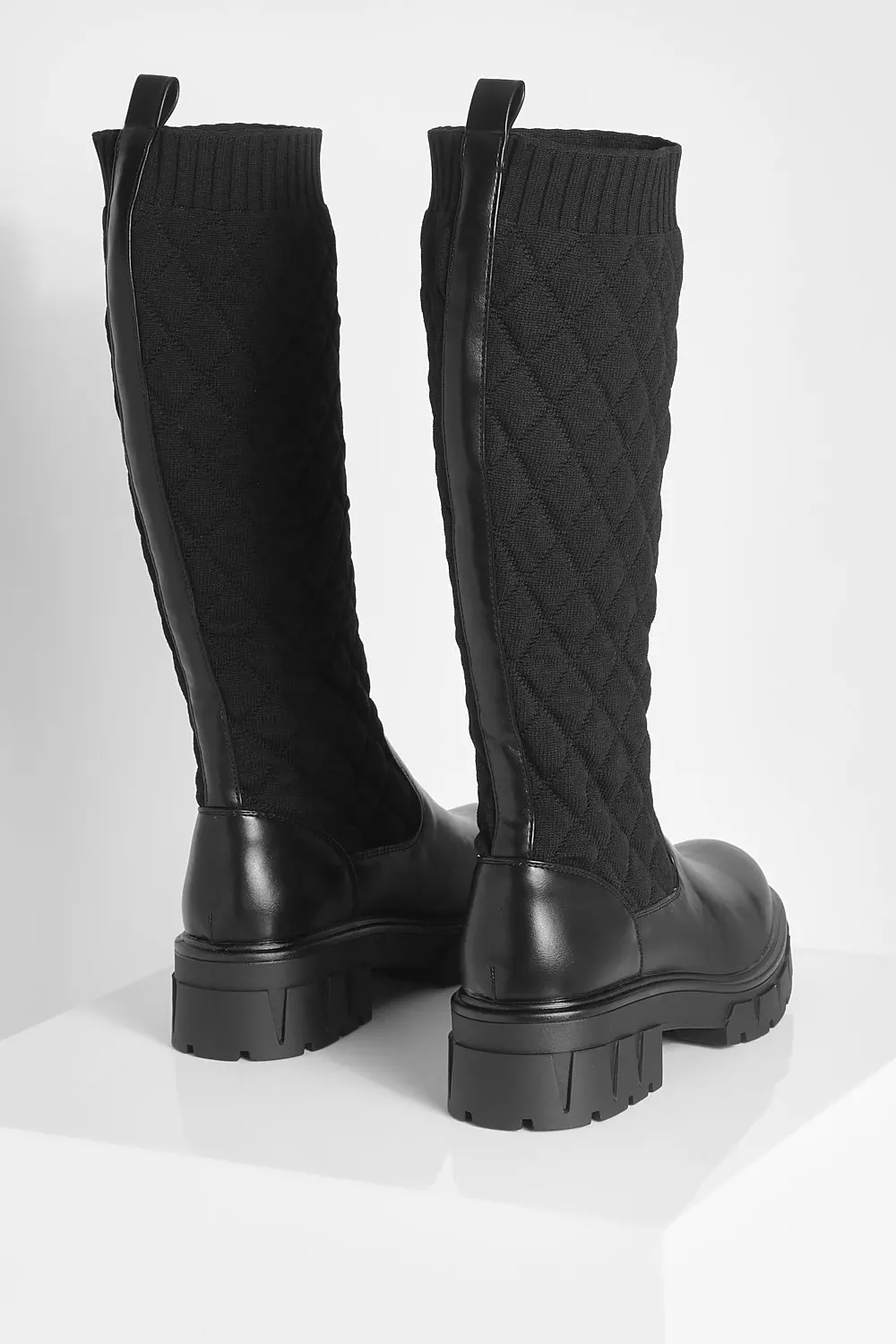 Quilted knee sale high boots