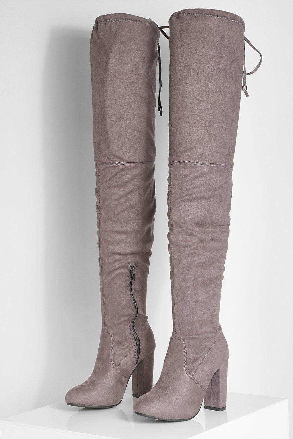 Over The Knee Tie Back Detail Boots boohoo