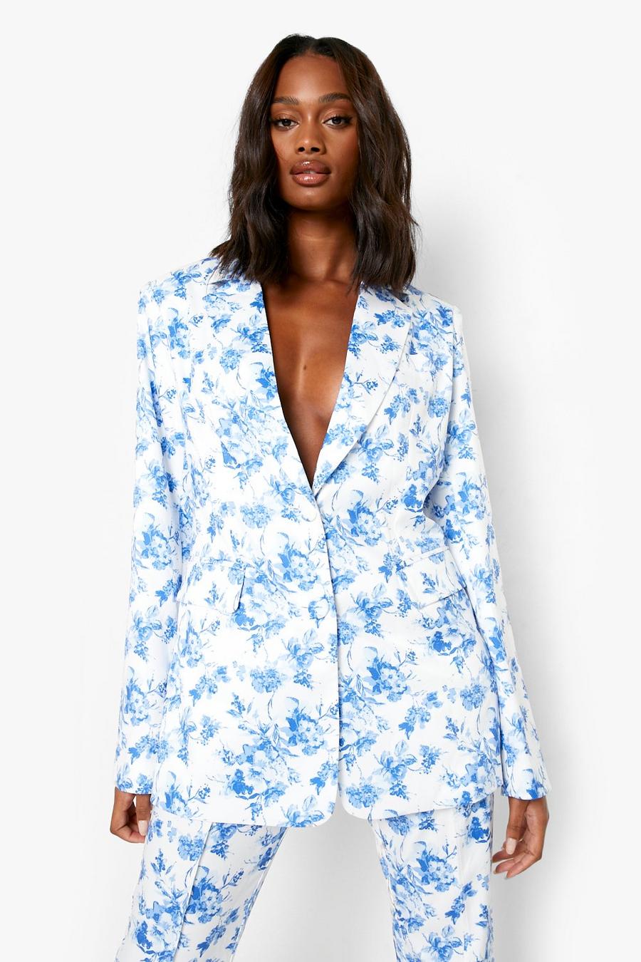 Blue Occasion Porcelain Structured Fitted Blazer