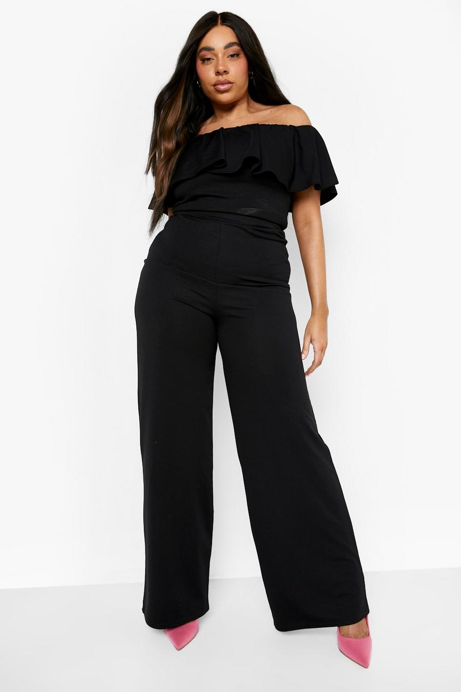 Black Plus Bardot And Wide Leg Trouser Co-ord image number 1