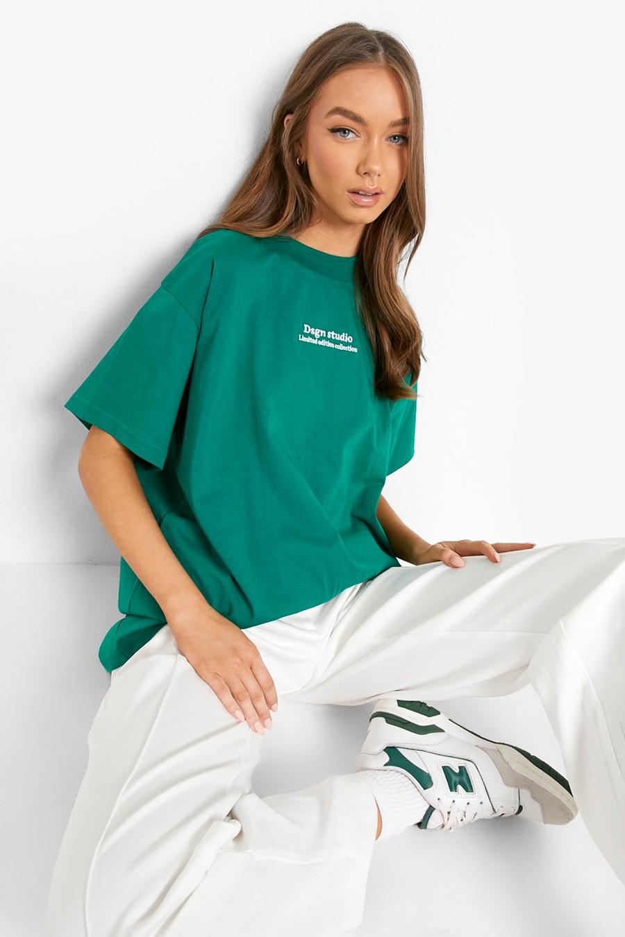 Green grön Dsgn Studio Oversize t-shirt med hög halsmudd image number 1