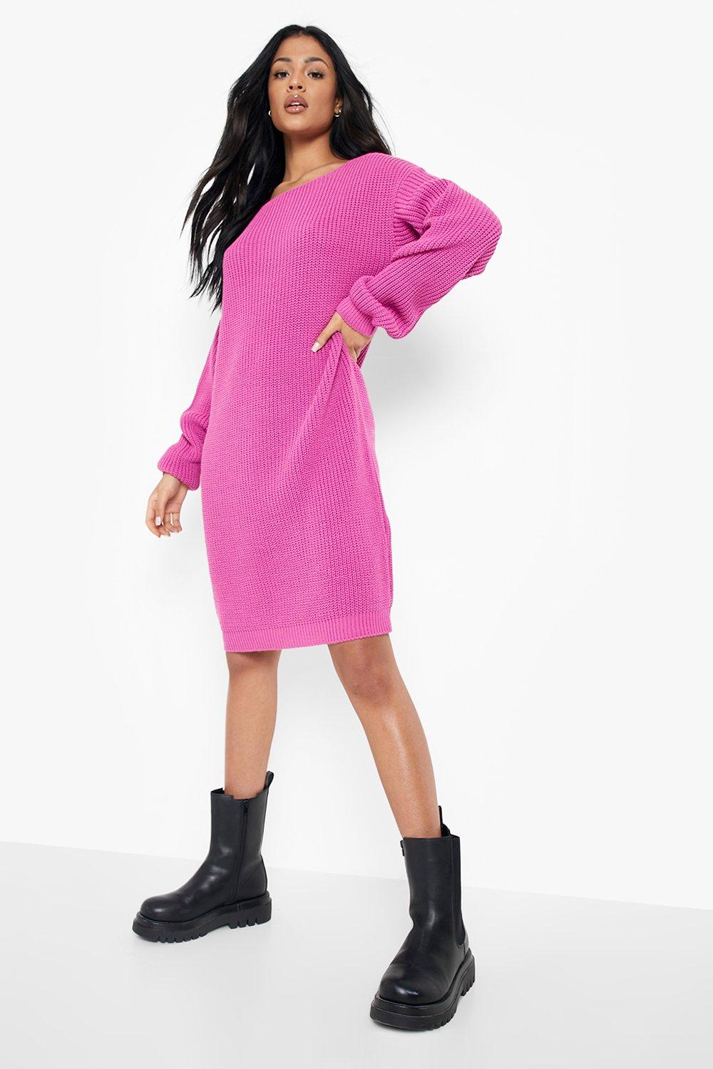 fuchsia sweater dress