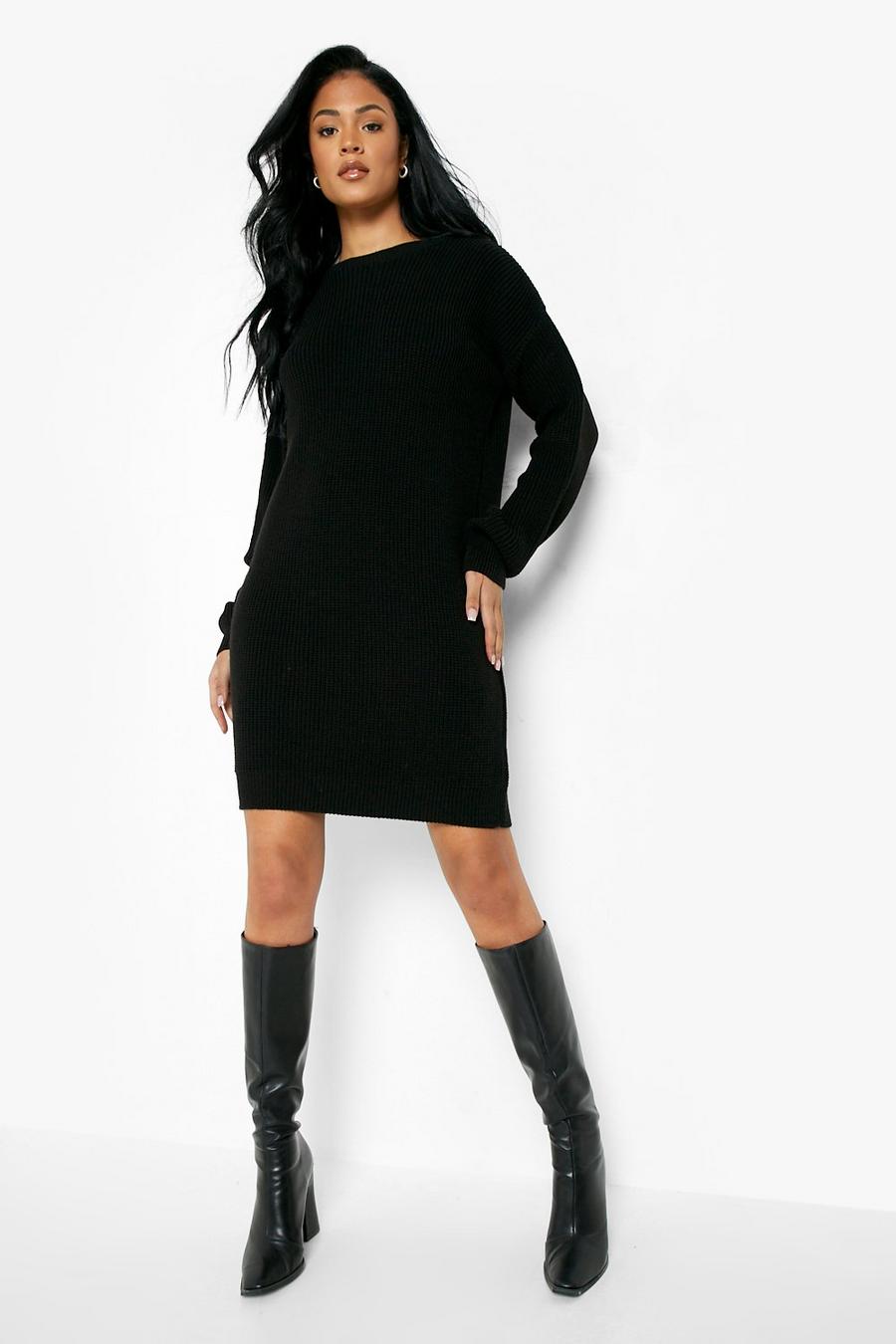 Black Tall Crew Neck Sweater Dress image number 1