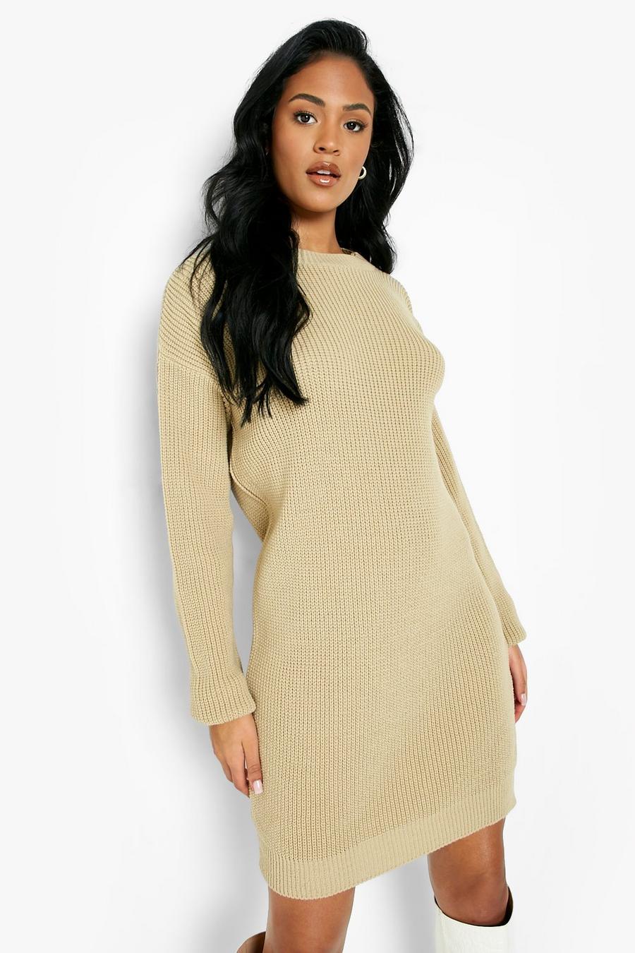 Stone Tall Crew Neck Jumper Dress image number 1