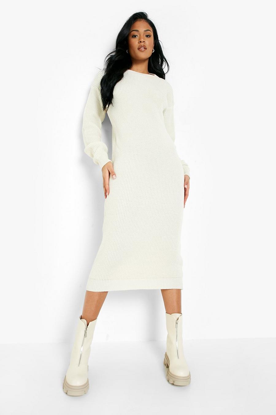 Ecru white Tall Midi Sweater Dress