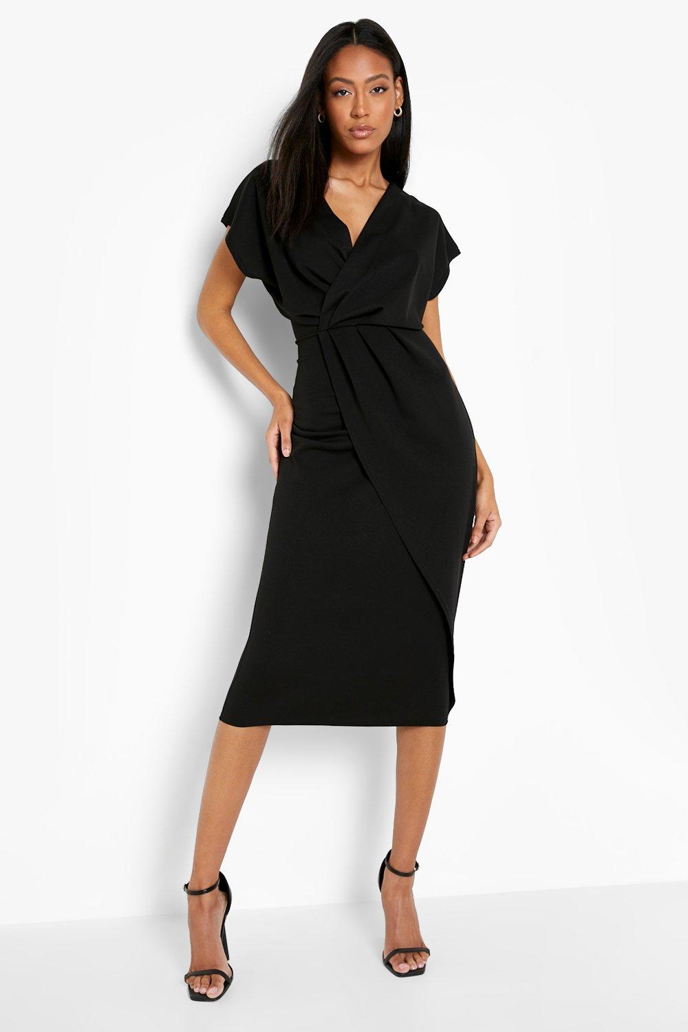 Boohoo black midi clearance dress