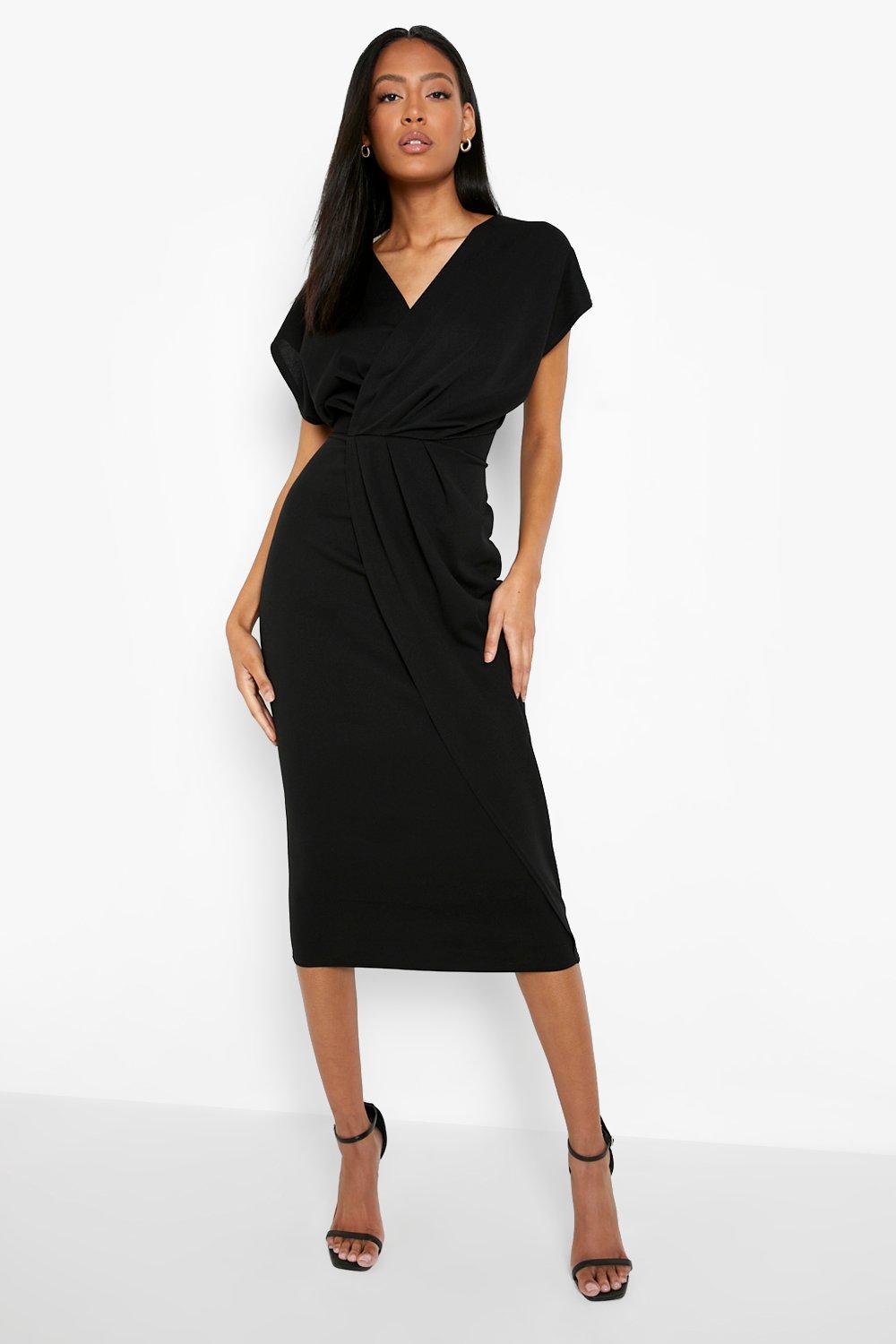 Women's Tall Wrap Front Midi Dress | Boohoo UK