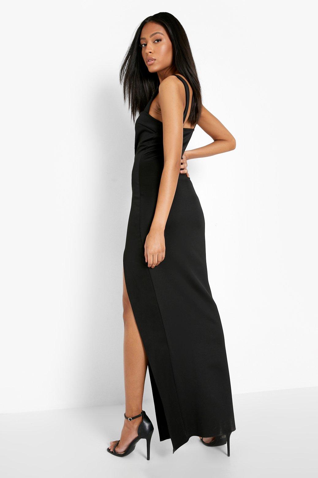 Boohoo side split dress best sale