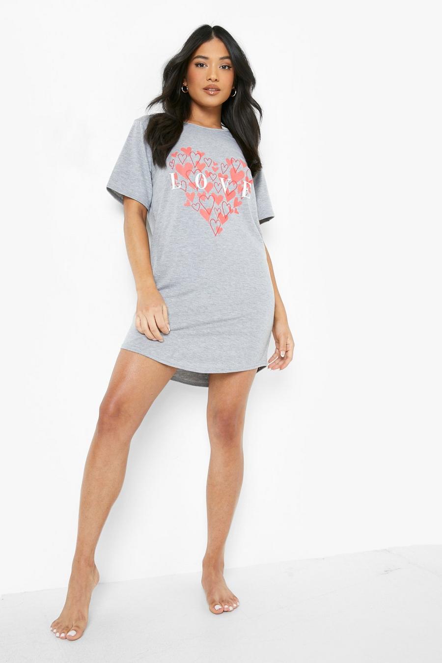 Petite - T-shirt de pyjama à imprimé Love, Grey marl image number 1