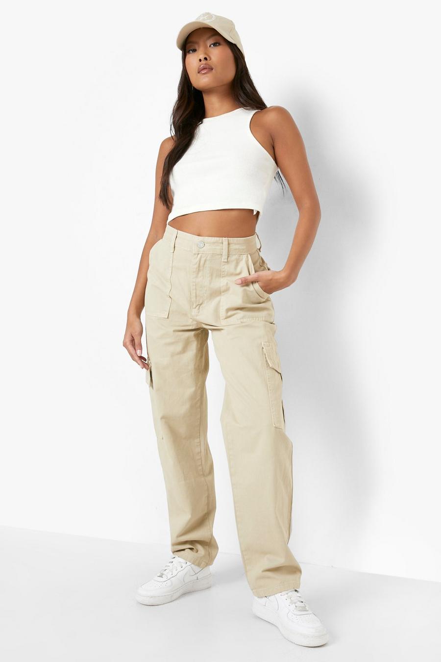 Stone beige Petite Baggy Cargo Jeans image number 1