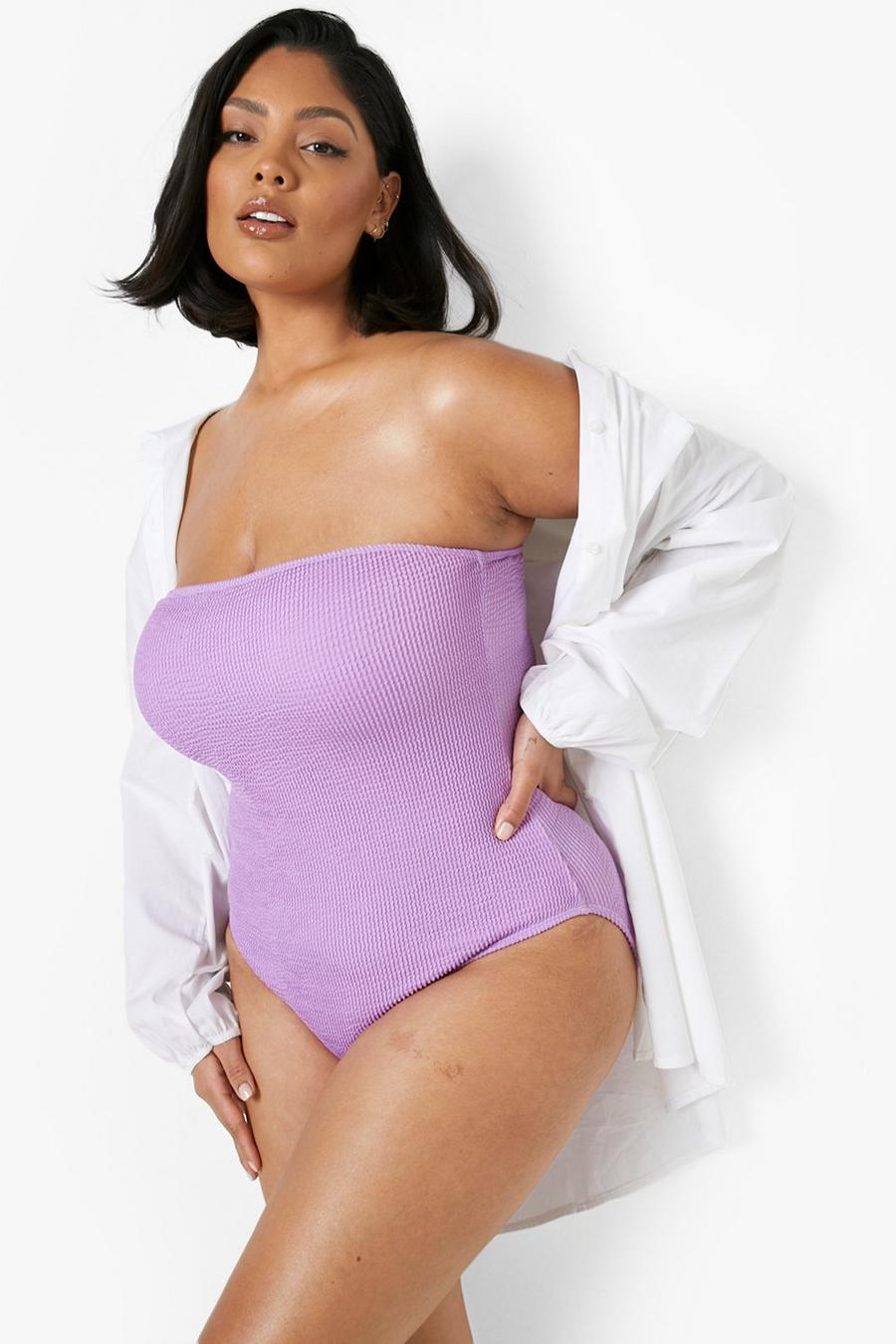 Purple Plus Crinkle Bandeau Swimsuit image number 1
