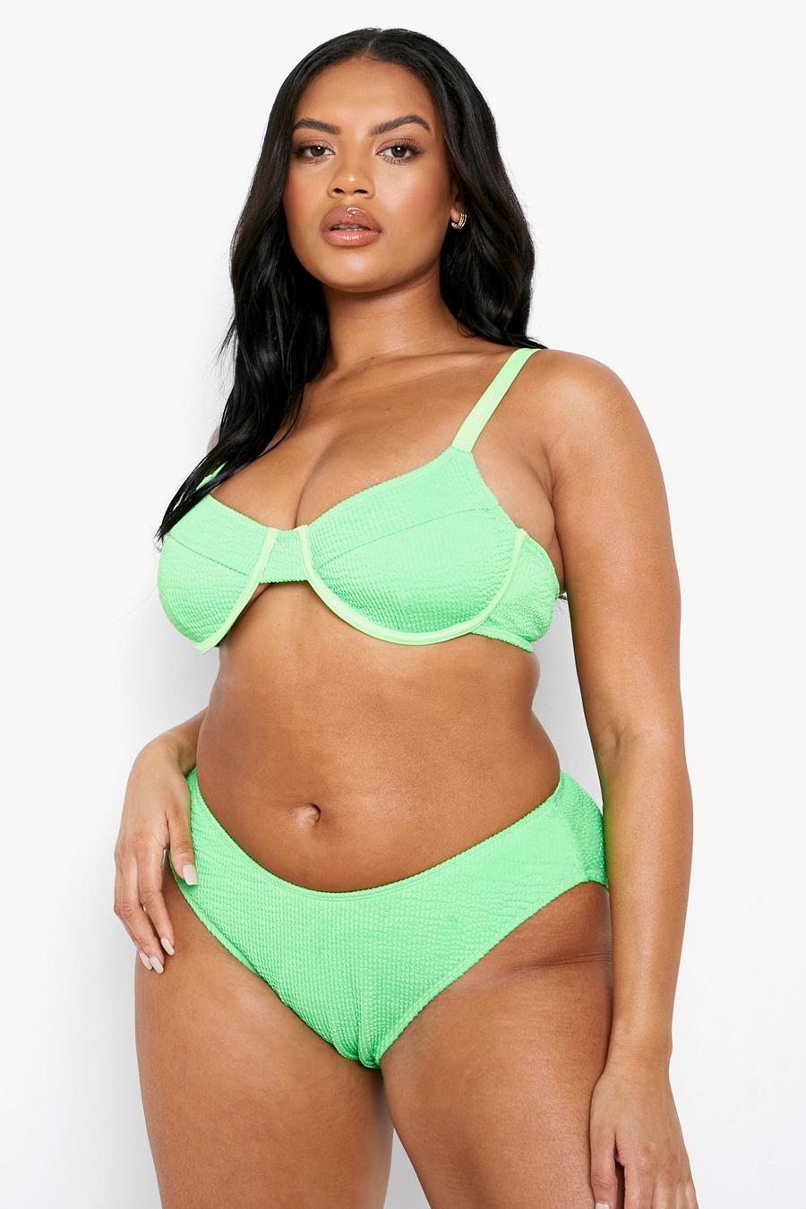 Green Plus Crinkle Underwired Bikini image number 1