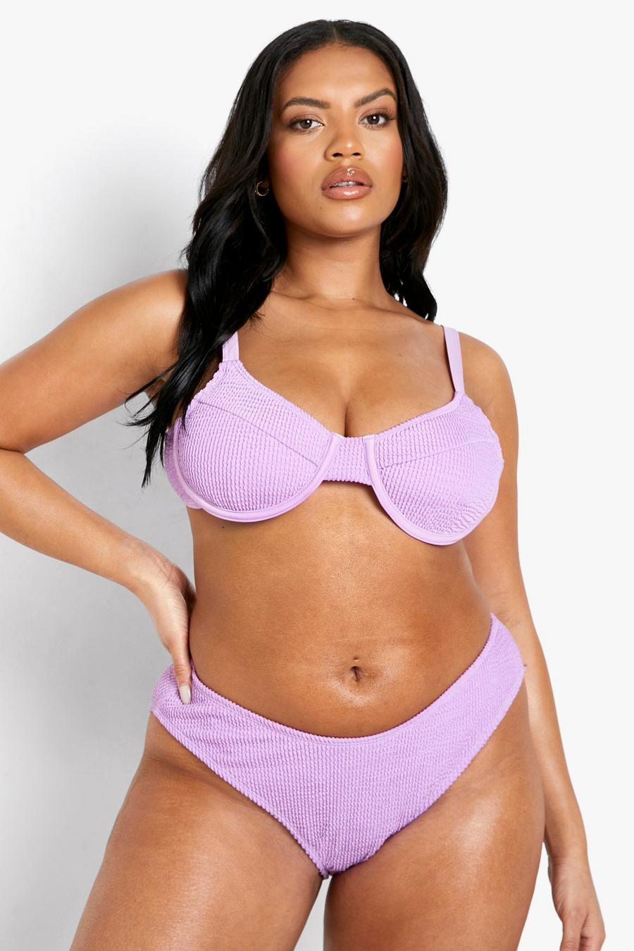 Purple Plus Crinkle Underwired Bikini image number 1
