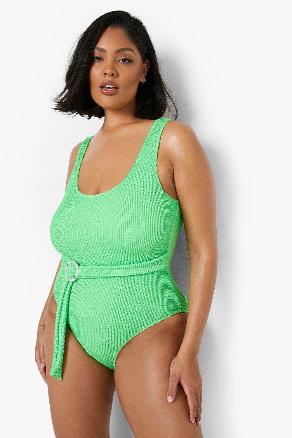 Plus Crinkle Belted Swimsuit