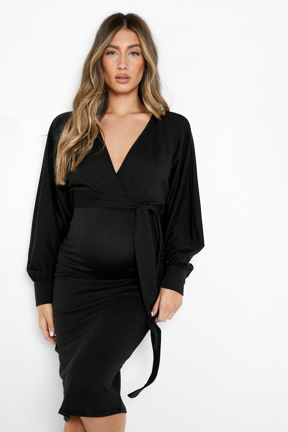 Maternity Knitted Rib Wrap Jumper Dress | boohoo