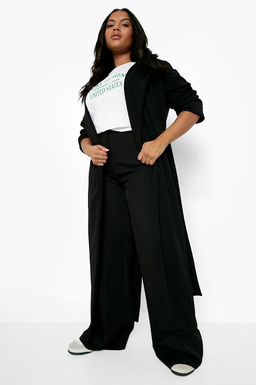 Black Plus Crepe Duster Trench  image number 1