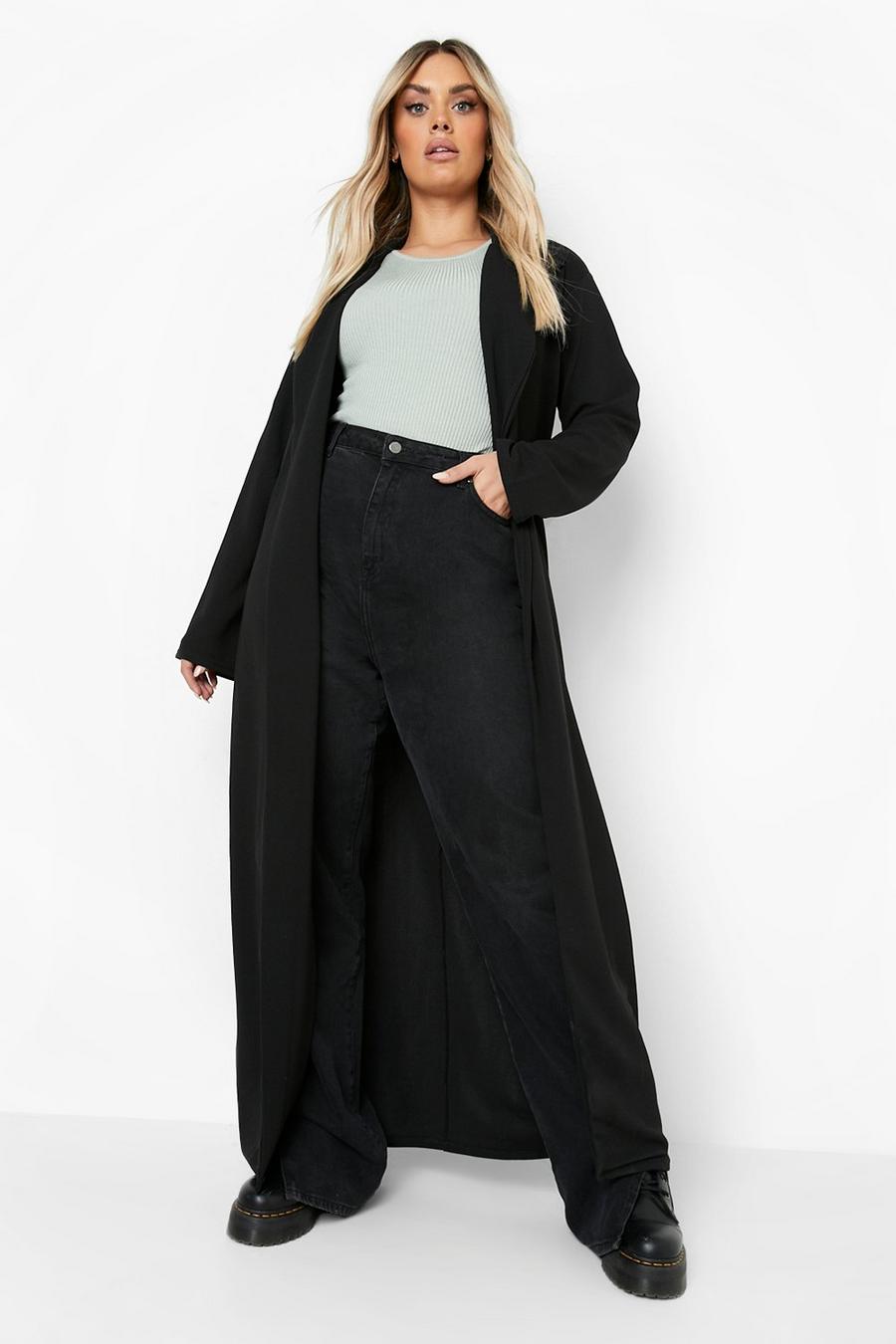 Black Plus Belted Maxi Duster image number 1