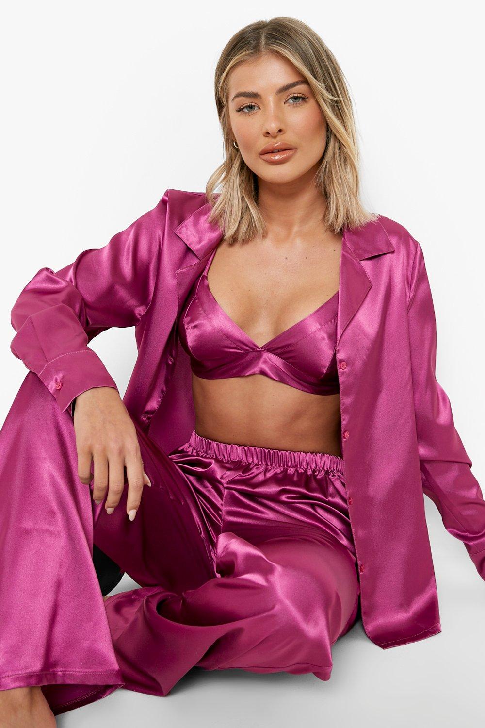 Camisa Premamá Con Fruncido Frontal Boohoo de Denim de color Rosa Mujer Ropa de Ropa para dormir de Pijamas 