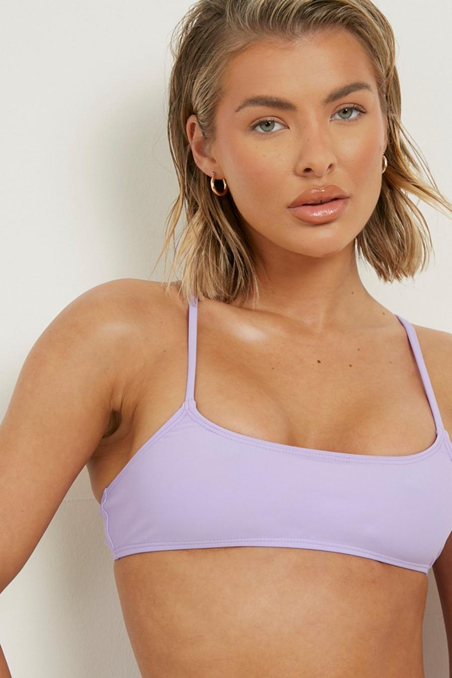 Lilac purple Pastel Scooped Bikini Top