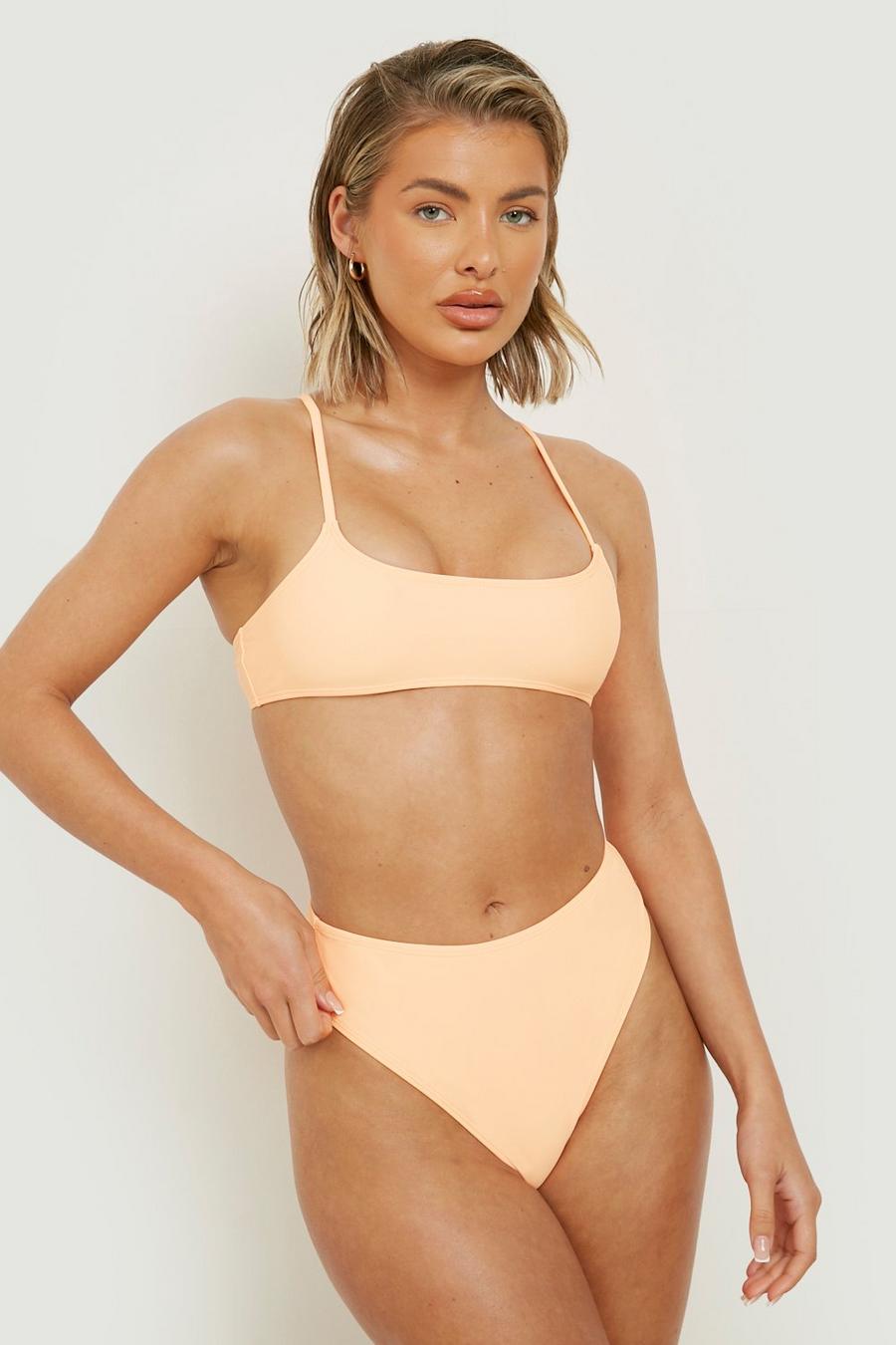 Slip bikini a vita alta in colori pastello, Yellow image number 1