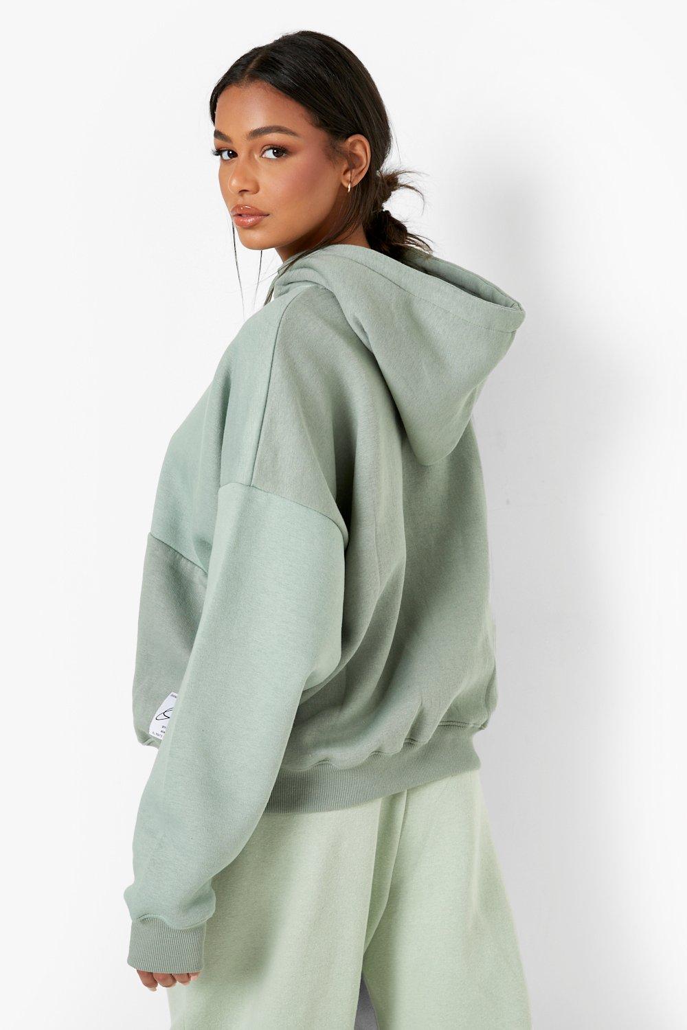 Sage Color Block Oversized Hoodie