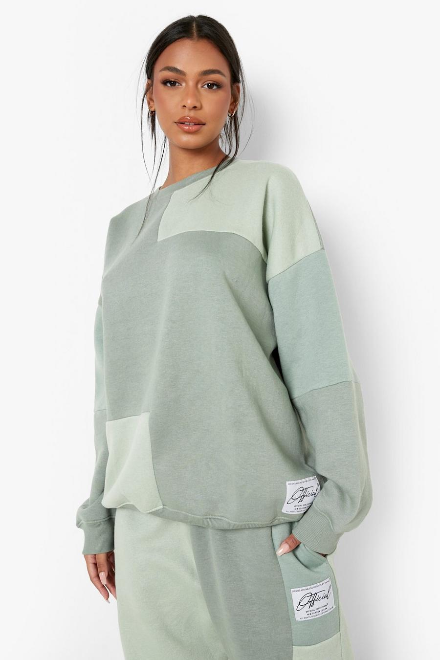 Sage grön Oversize sweatshirt med blockfärger