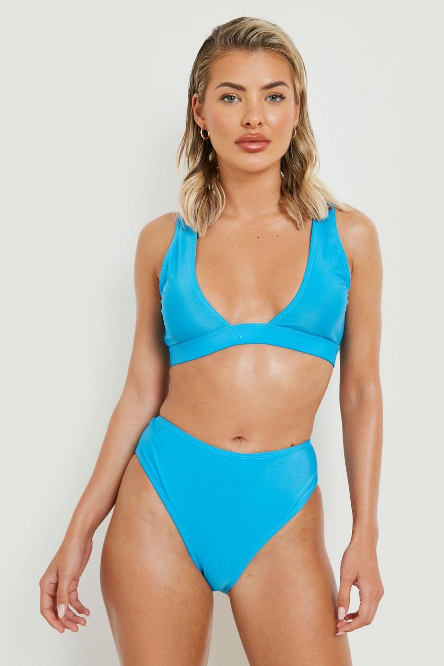 Slip bikini a vita alta, Blue image number 1