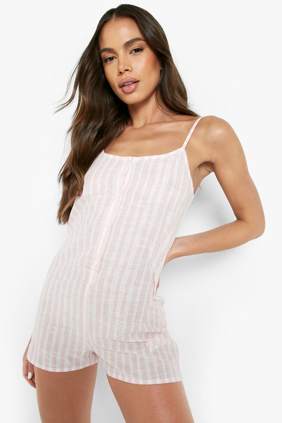Pink Cotton Candy Stripe Romper  image number 1